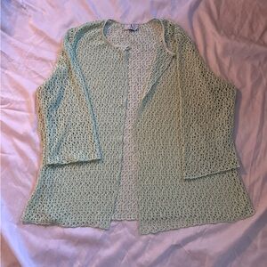 JL Studio Open-Knit Crochet Shrug with Button Detail